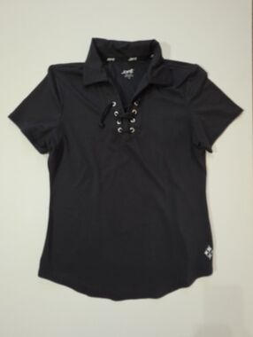 Jofit‎ Womens Lace Up Golf Polo Size Small Black Tennis Pickleball Athleisure